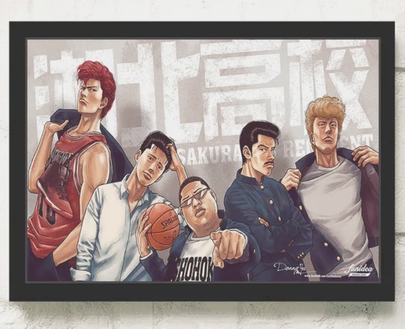  Slam Dunk tapestry picture Sakura tree flower road Sakura tree army . campus cotton cloth fiber made frame picture frame attaching 