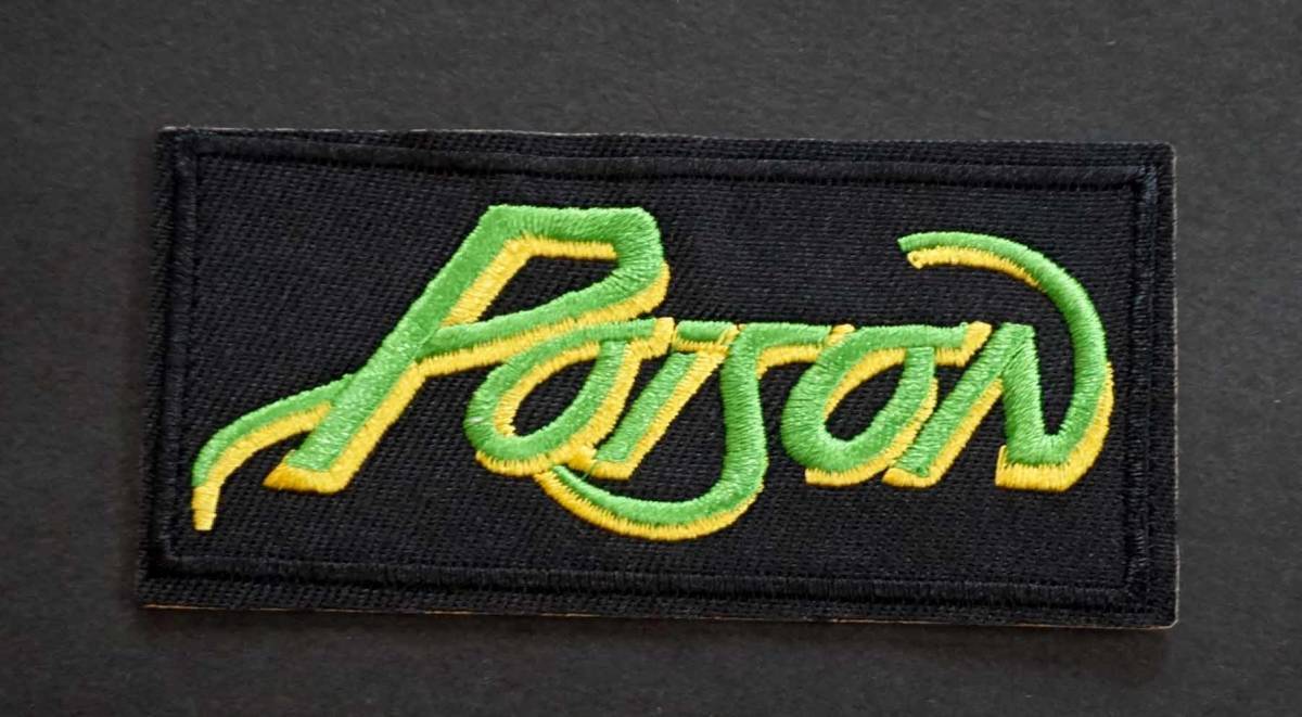  黒長方形PS黄緑■新品 『poison 』 ポイズン アメリカ ロック バンド刺繍ワッペン（パッチ） ■ミュージック 音楽 楽器 仲間 ■激渋_画像1