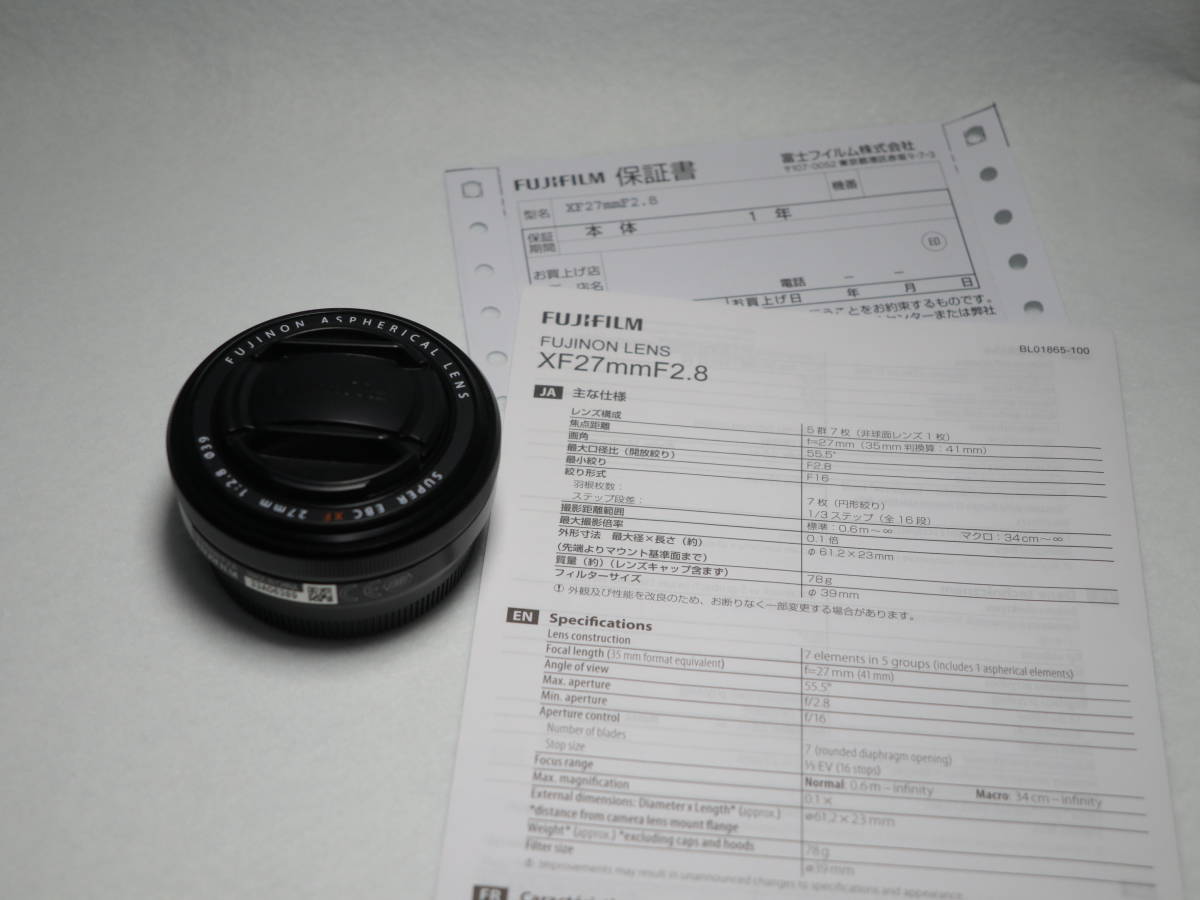 卸し売り購入 【美品】富士フイルム Xマウント XF27mmF2.8 フジノン