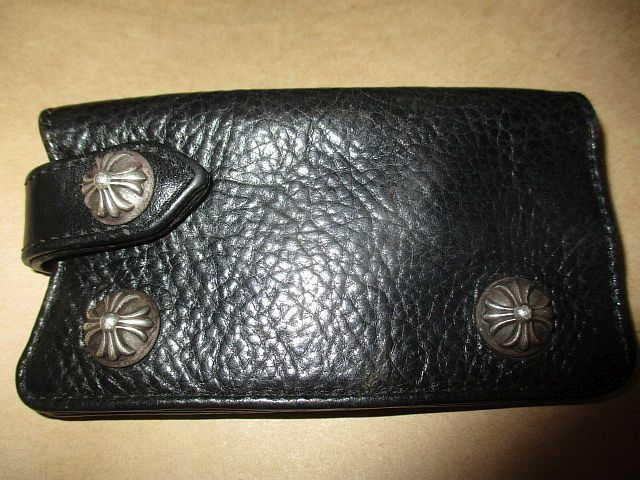 クロムハーツ　CHROME HEARTS　KEY CASE SNP CRS　クロスボタン　シルバー925　レザー　キーケース　黒　本物_画像1