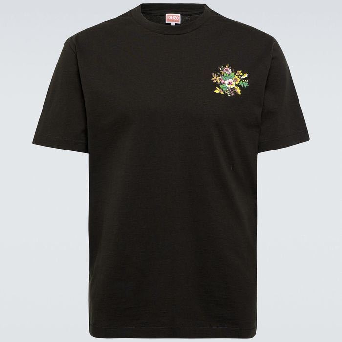 正規品 美品 Kenzo ケンゾー Printed cotton jersey T-shirt/Tシャツ 半袖 ロゴ トップス ブラック Sサイズ