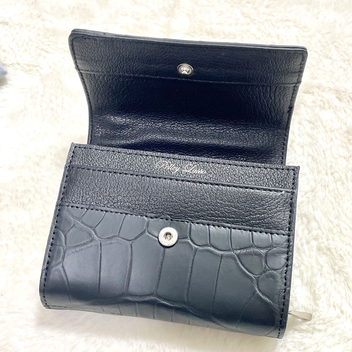 【未使用】日本製 ペレリールッソ クロコダイル ショルダーウォレット 折財布