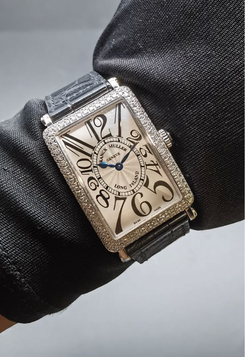 中古美品 保証書あり フランクミュラー FRANCKMULLER ロングアイランド 950QZD 純正ダイヤベゼル K18WG 金無垢 クォーツ レディース 腕時計の画像10