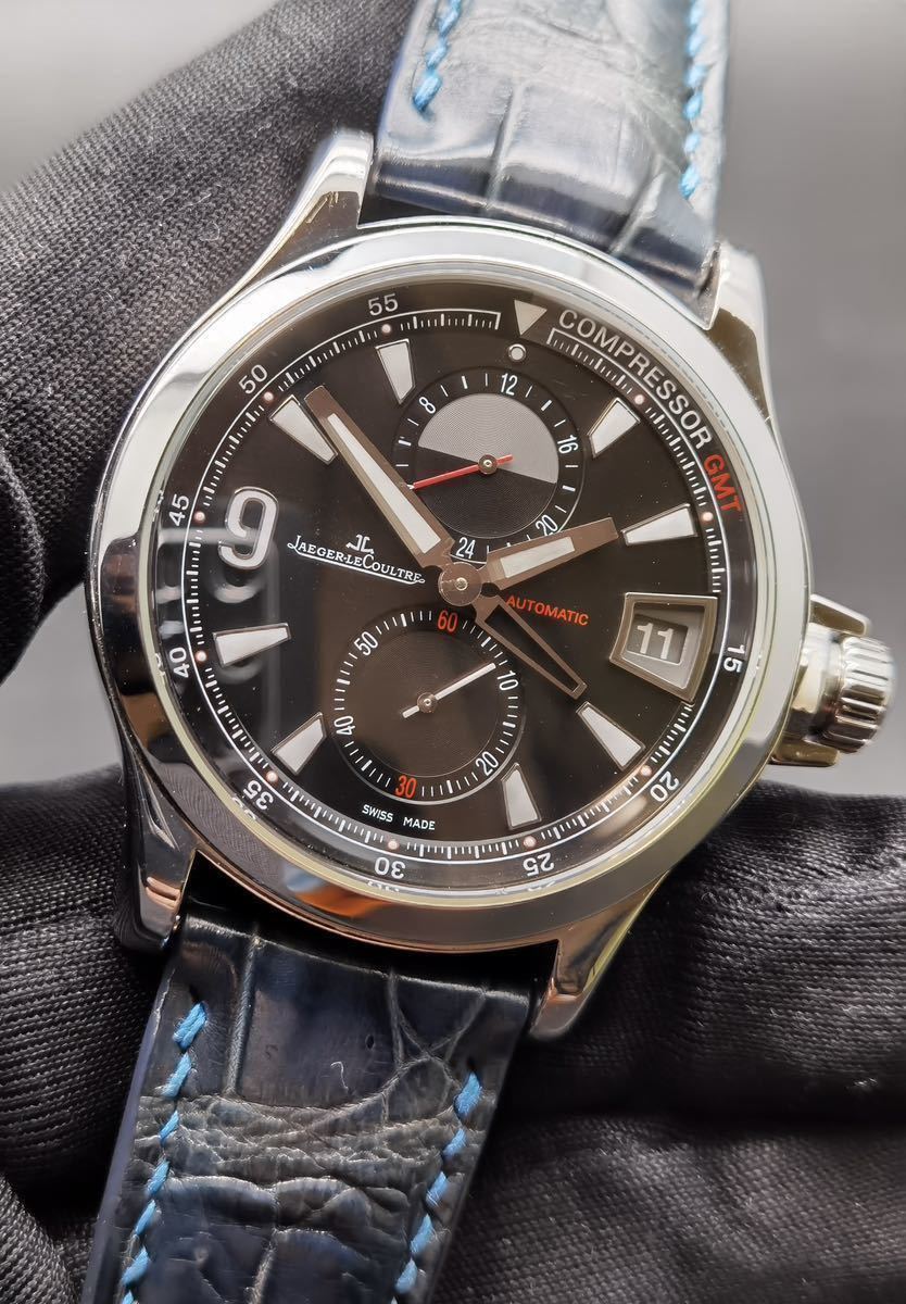  used beautiful goods written guarantee equipped Jaeger-Le Coultre Jaeger-LeCoultre master compressor GMT Q1738471 146.8.05 black men's self-winding watch wristwatch 