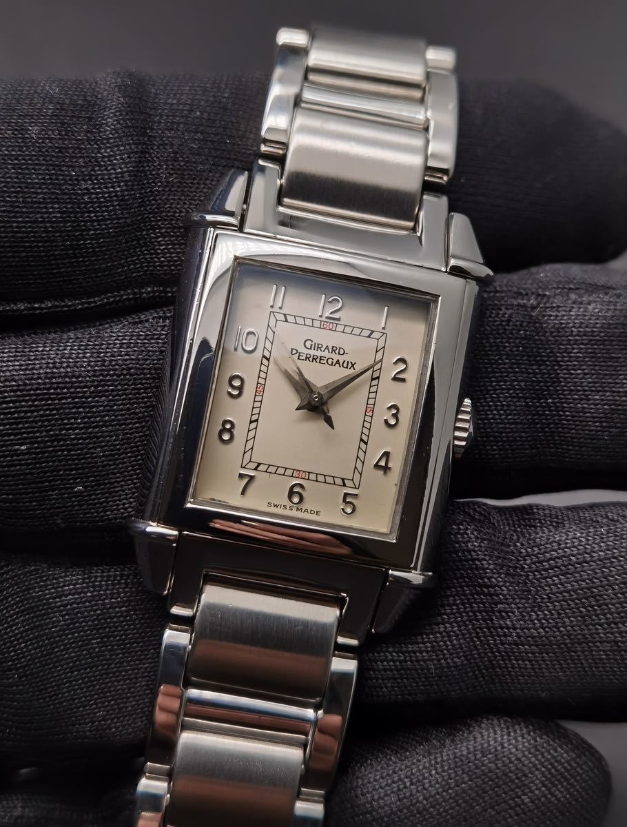 中古 ジラールペルゴ GIRARD-PERREGAUX ヴィンテージ1945 アイボリー文字盤 2590 ステンレス 手巻き レディース 腕時計