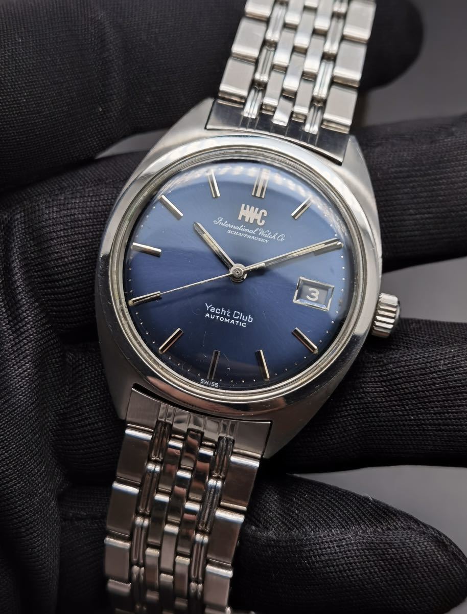 中古 IWC ヨットクラブ R811 ブルー文字盤 Cal.8541B デイト オールドインター アンティーク メンズ 自動巻 腕時計_画像1