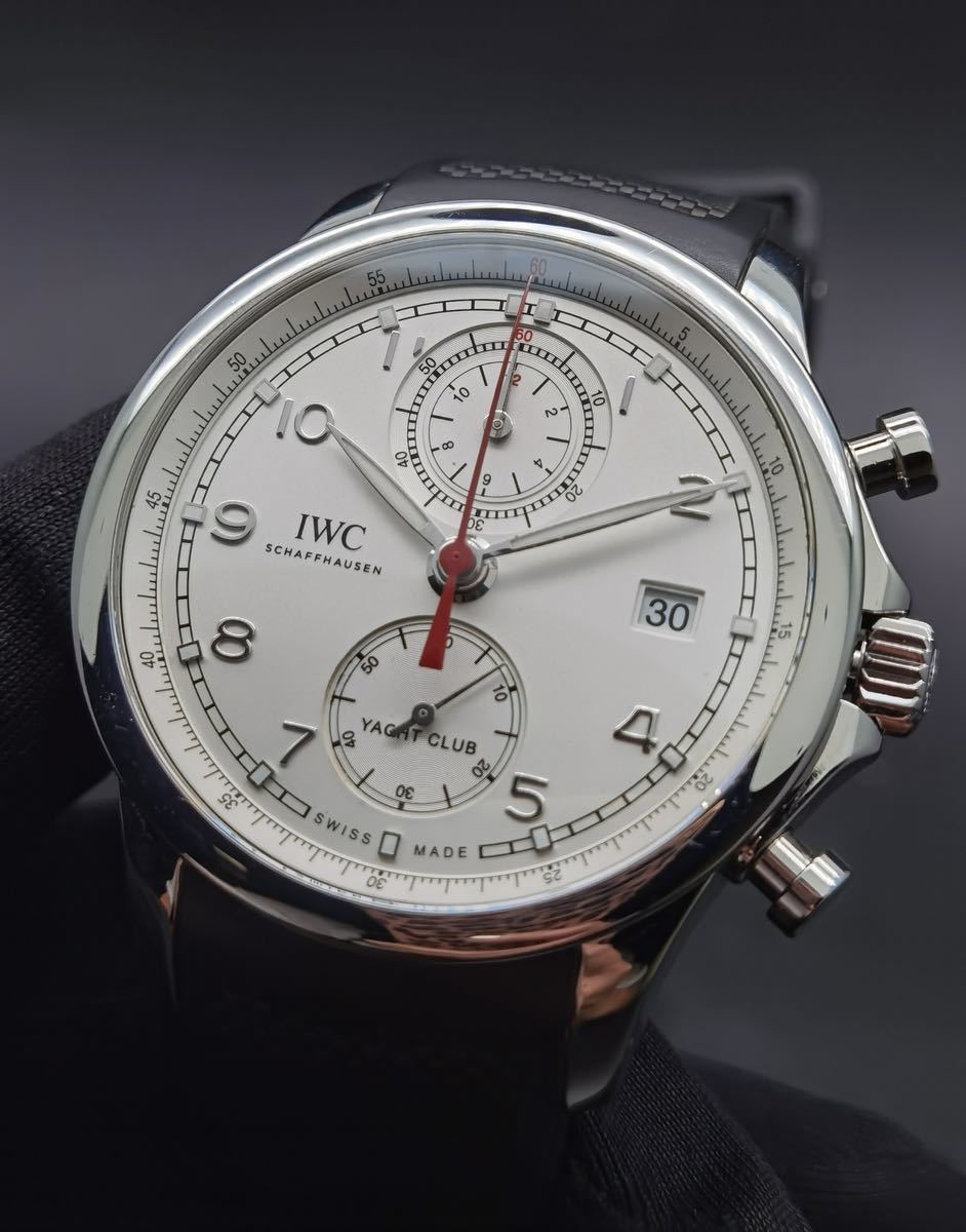 中古美品 IWC ポルトギーゼ ヨットクラブ IW390502 クロノグラフ デイト スケルトン Cal.89361 シルバー SS メンズ 自動巻 腕時計 磨き済み_画像1