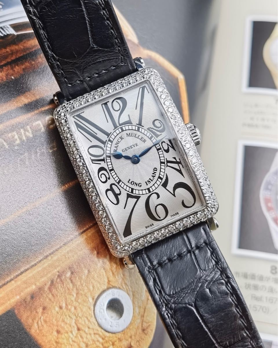 中古美品 保証書あり フランクミュラー FRANCKMULLER ロングアイランド 950QZD 純正ダイヤベゼル K18WG 金無垢 クォーツ レディース 腕時計の画像4