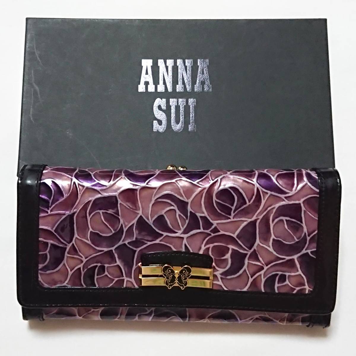 ANNA SUI アナスイ ドルチェ がま口付 かぶせ長財布 レザーウォレット