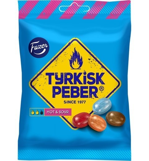 Fazer Tyrkisk Peber ファッツェル ティルキスク・ペベル ホット&サワー リコリス 24 袋 x 150gセット フィンランドのリコリスです_画像1