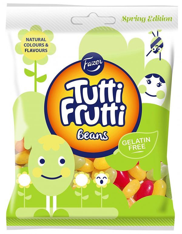 Fazer Tutti Fruttiトゥッティフルッティ グミ ビーンズ イチゴ ラズベリー 洋ナシ味 130ｇ* 24袋セット フィンランドのお菓子です