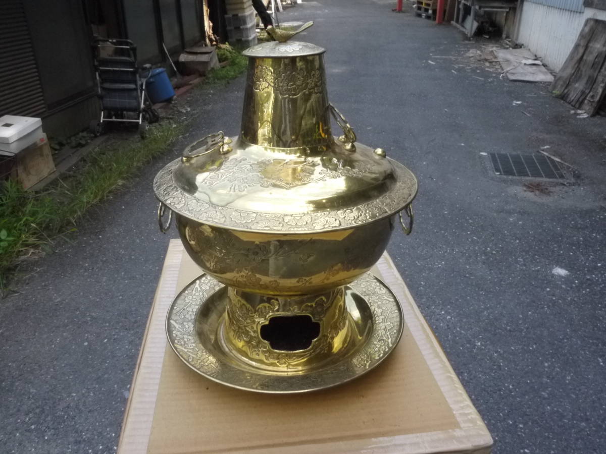 【HS30830】火鍋用の鍋　しゃぶしゃぶ　タイスキ スチームボート 銅製 アンティーク/ヴィンテージ 中国