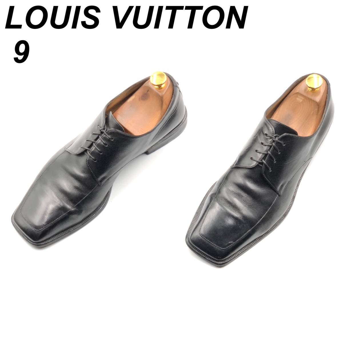 即決 Louis Vuitton ルイヴィトン 27cm 9 ST0043 メンズ レザーシューズ Uチップ 外羽根 黒 ブラック 革靴 皮靴 ビジネスシューズ_画像1