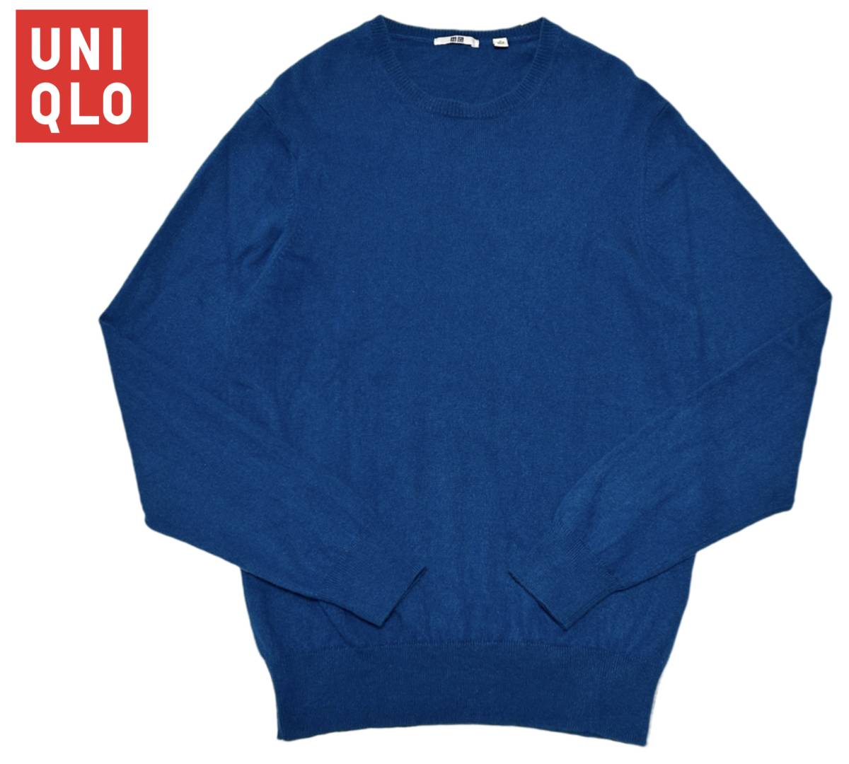 ★UNIQLO ユニクロ カシミヤ100% クルーネック ニット セーター ブルー メンズ M_画像1