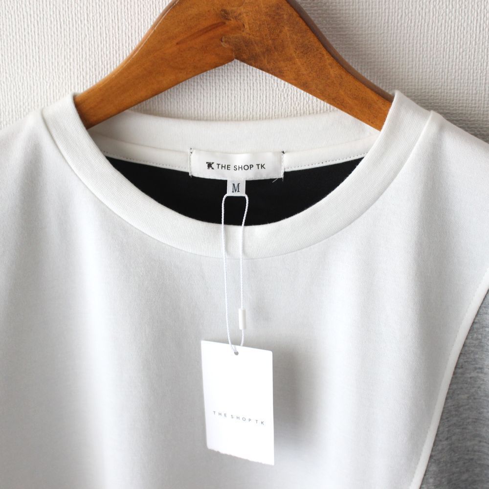 【Mサイズ】新品タケオキクチ THE SHOP TK ブロッキング プルオーバー Tシャツ メンズ　白×グレー×黒_画像5