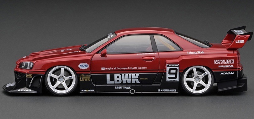 1/18 ignition model LB-ER34 Skyline super Silhouette minicar Liberty walk LB Works LBWK ignition model IG2706