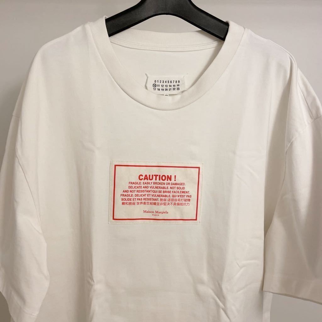 定価5万以上 メゾンマルジェラ Maison Margiela CAUTION オーバーサイズ ビッグシルエット 半袖Tシャツ サイズ48 白 ホワイト カットソー