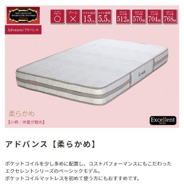 Excellent Advance[ excellent / advance ] pocket coil mattress Queen size (0)