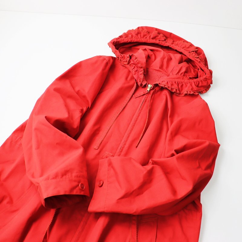  Kaneko Isao KANEKO ISAO pico оборка капот длинное пальто / красный Zip [2400013539579]