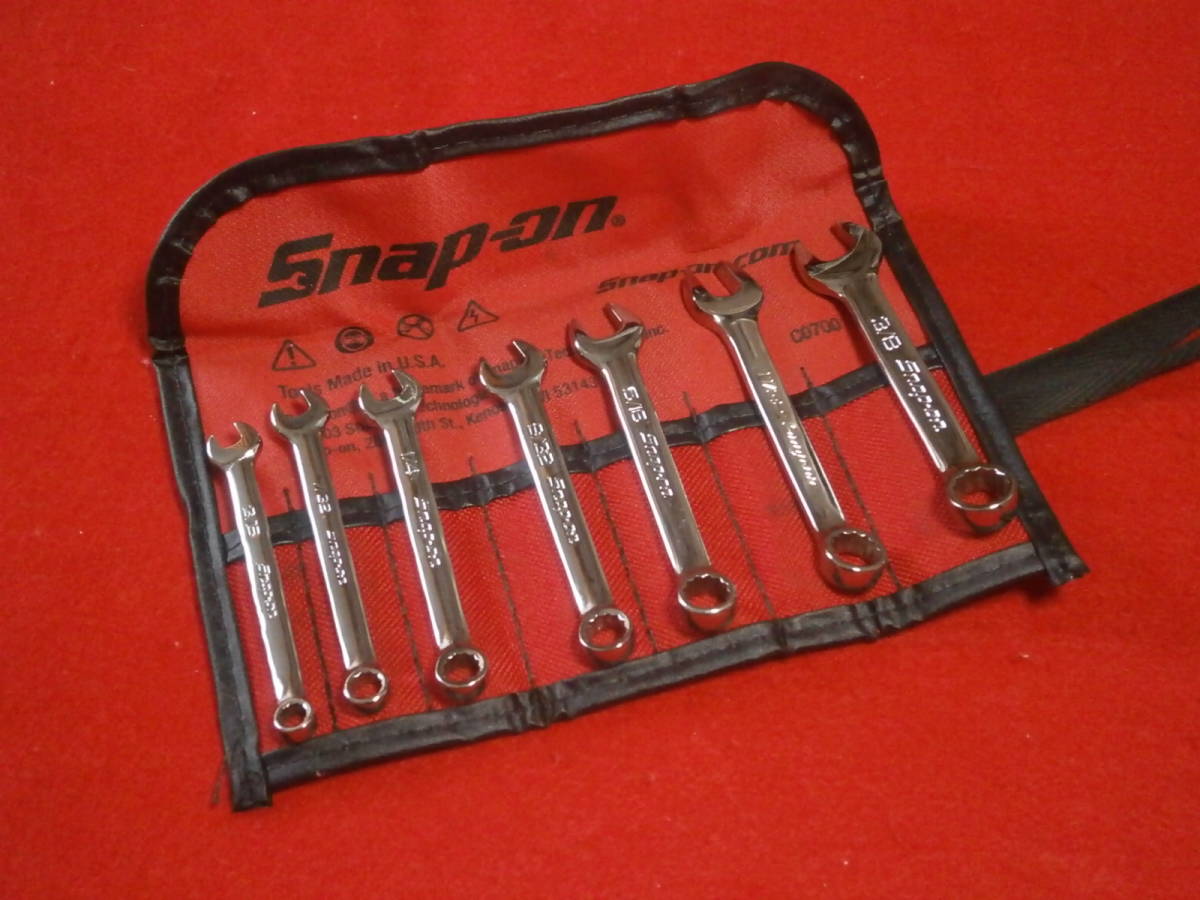 未使用 スナップオン Snap-on フランクドライブ コンビネーション ミゼット レンチ 7本セット インチサイズ レンチケース付 OXI C0700_画像1