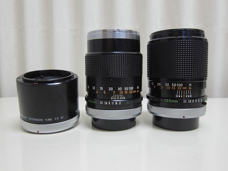 キヤノン CANON 「FD 135mm 1:3.5 s.c.」 と 「 FD 135mm 1:3.5」 と 「EXTENSION TUBE FD 50」　のセット　_画像2