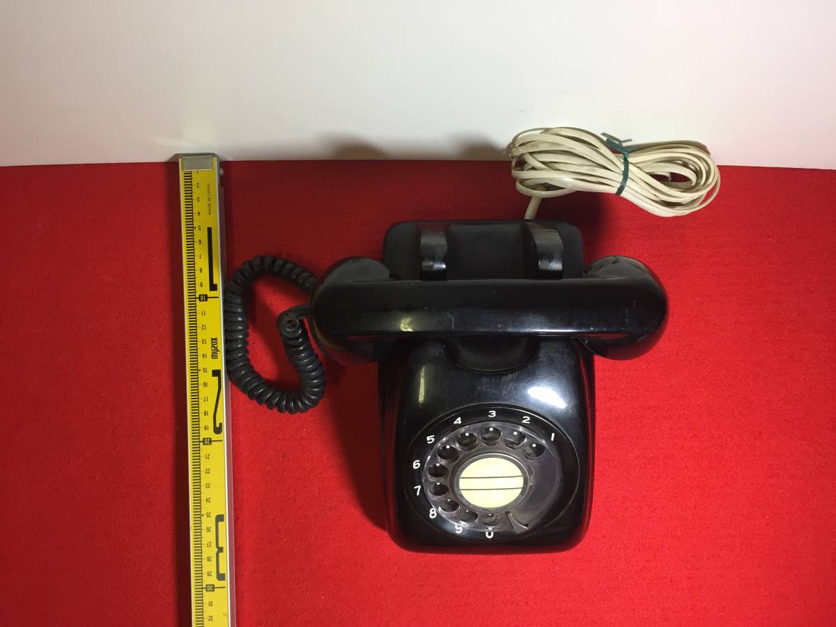 ② Showa Retro black telephone dial type details unknown telephone machine antique 