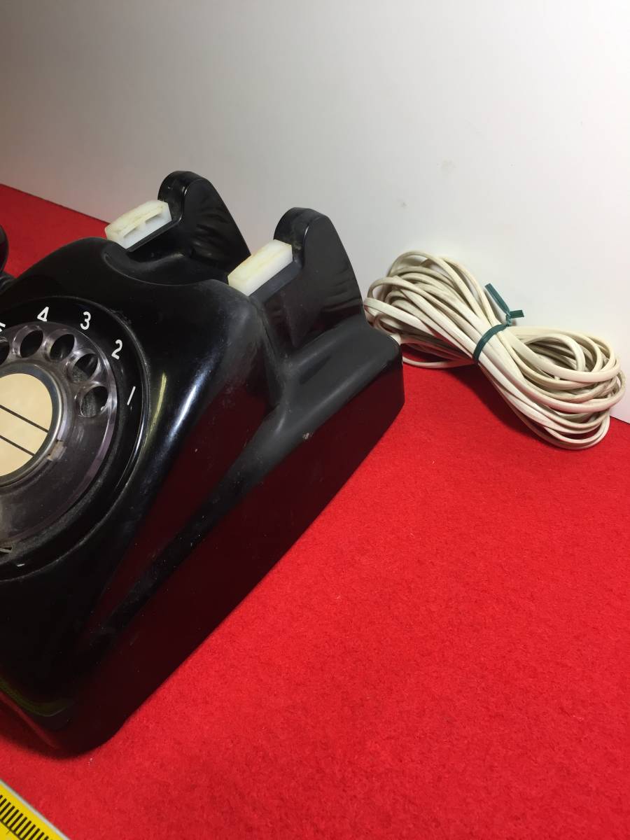 ② Showa Retro black telephone dial type details unknown telephone machine antique 