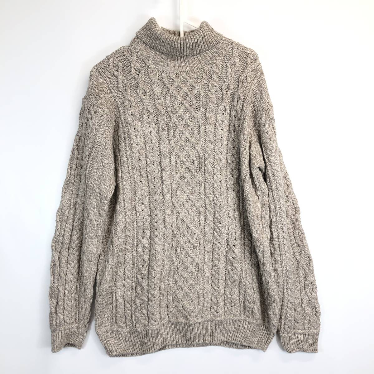 アイルランド製 ARAN SWEATER MARKET アランセーターマーケット メリノ ウール フィッシャーマン ニット セーター Lサイズ