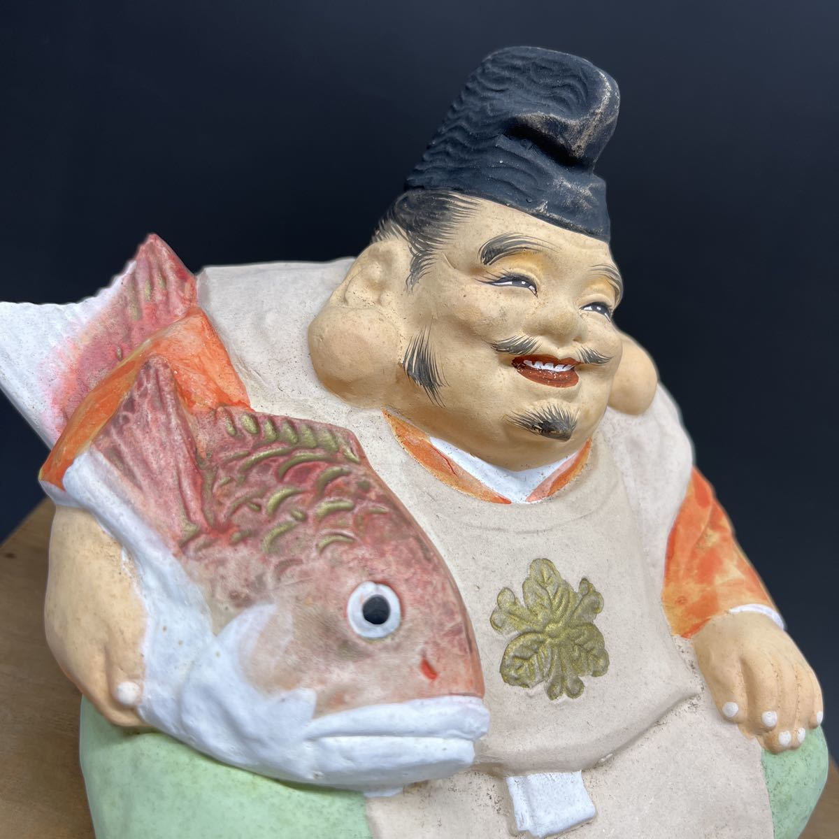 博多人形 小島与一 興一 恵比寿 伝統工芸 縁起物 栞 共箱(日本人形 