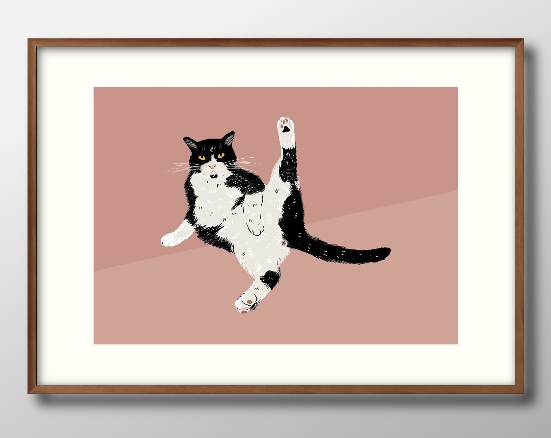 12058# бесплатная доставка!! искусство постер картина A3 размер [ кошка пчела трещина кошка современный ] иллюстрации дизайн Северная Европа коврик бумага 