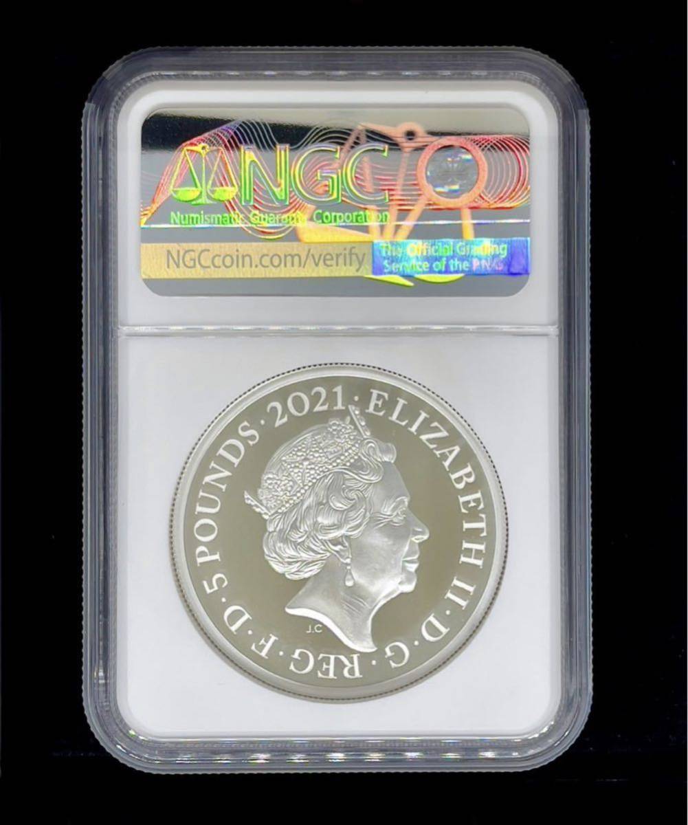 【最高鑑定】 2021年 ロイヤルミント ゴシック クラウン 銀貨 エリザベス女王 5ポンド 2オンス イギリス ゴチック NGC_画像5