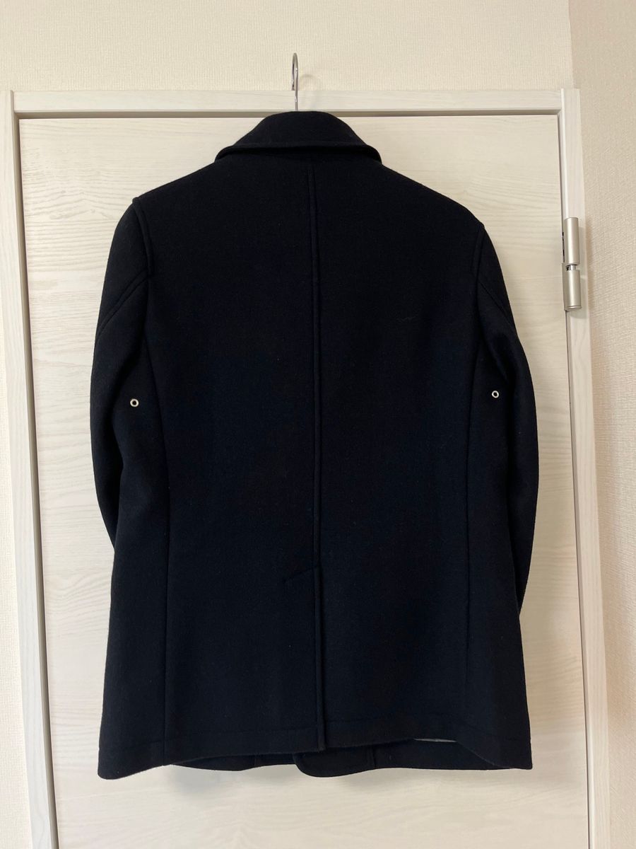 【極美品】SHIPS シップス ステンカラーコート ネイビー 濃紺 SUPER140’S ウール100% Sサイズ ピーコート