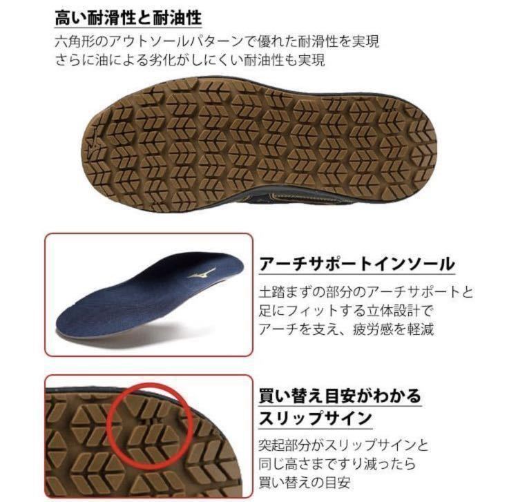 MIZUNO ограничение безопасная обувь 27.5. Denim ограничение цвет ограничение цвет обувь рабочая обувь новый товар не использовался шнур предварительный имеется мужской симпатичный модный темно-синий 