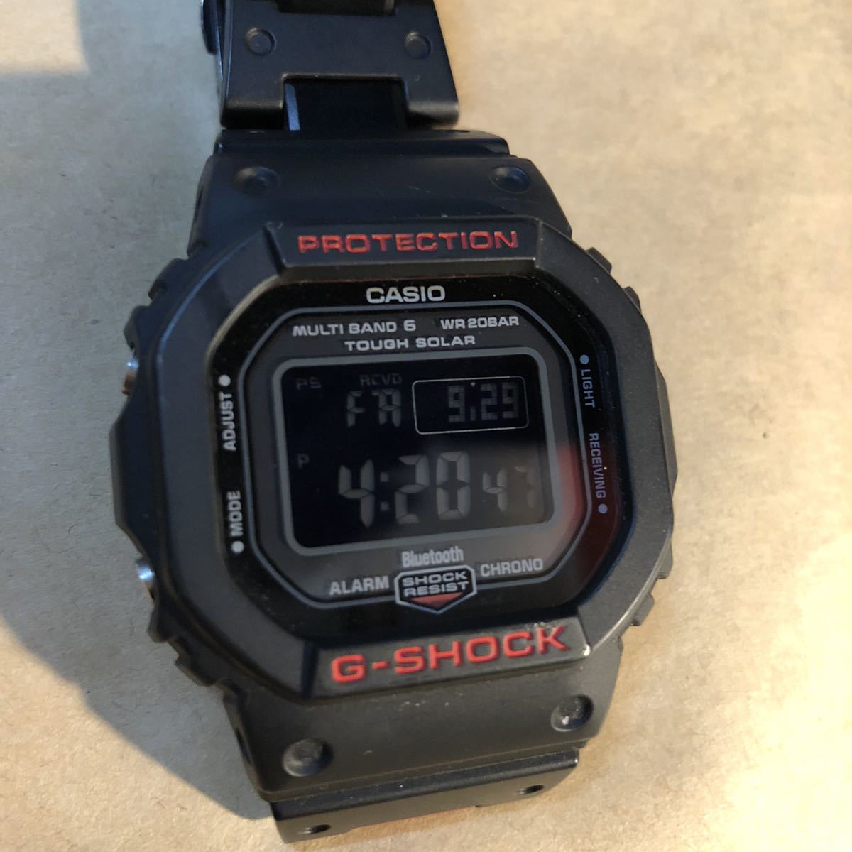 G-SHOCK CASIO カシオ Gショック タフソーラー Bluetooth WA208AR 腕時計 クロック 太陽電池 電波時計 ブラック レッド 防水_画像5