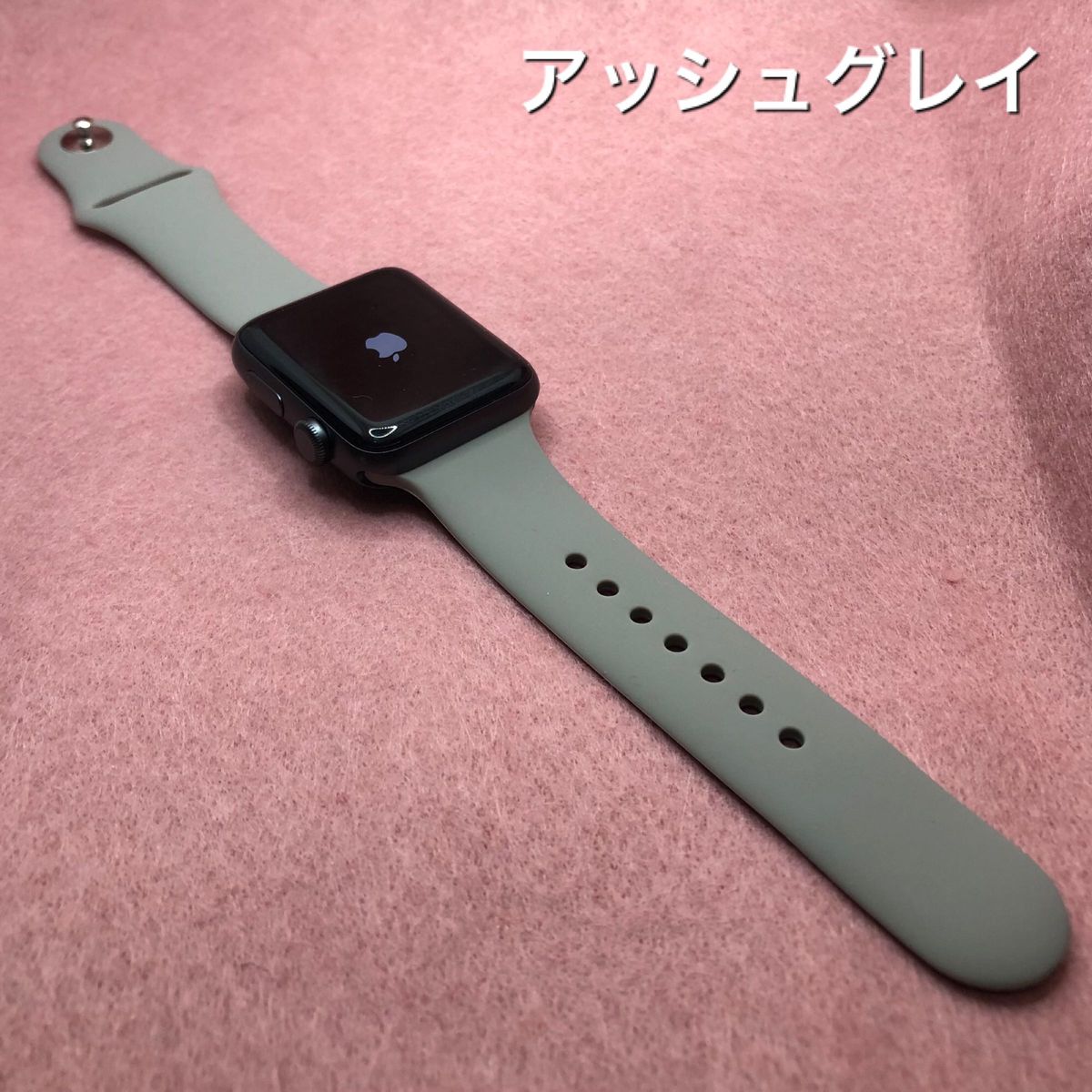 アッシュグレイ★アップルウォッチ　ラバーベルト Apple Watchバンド