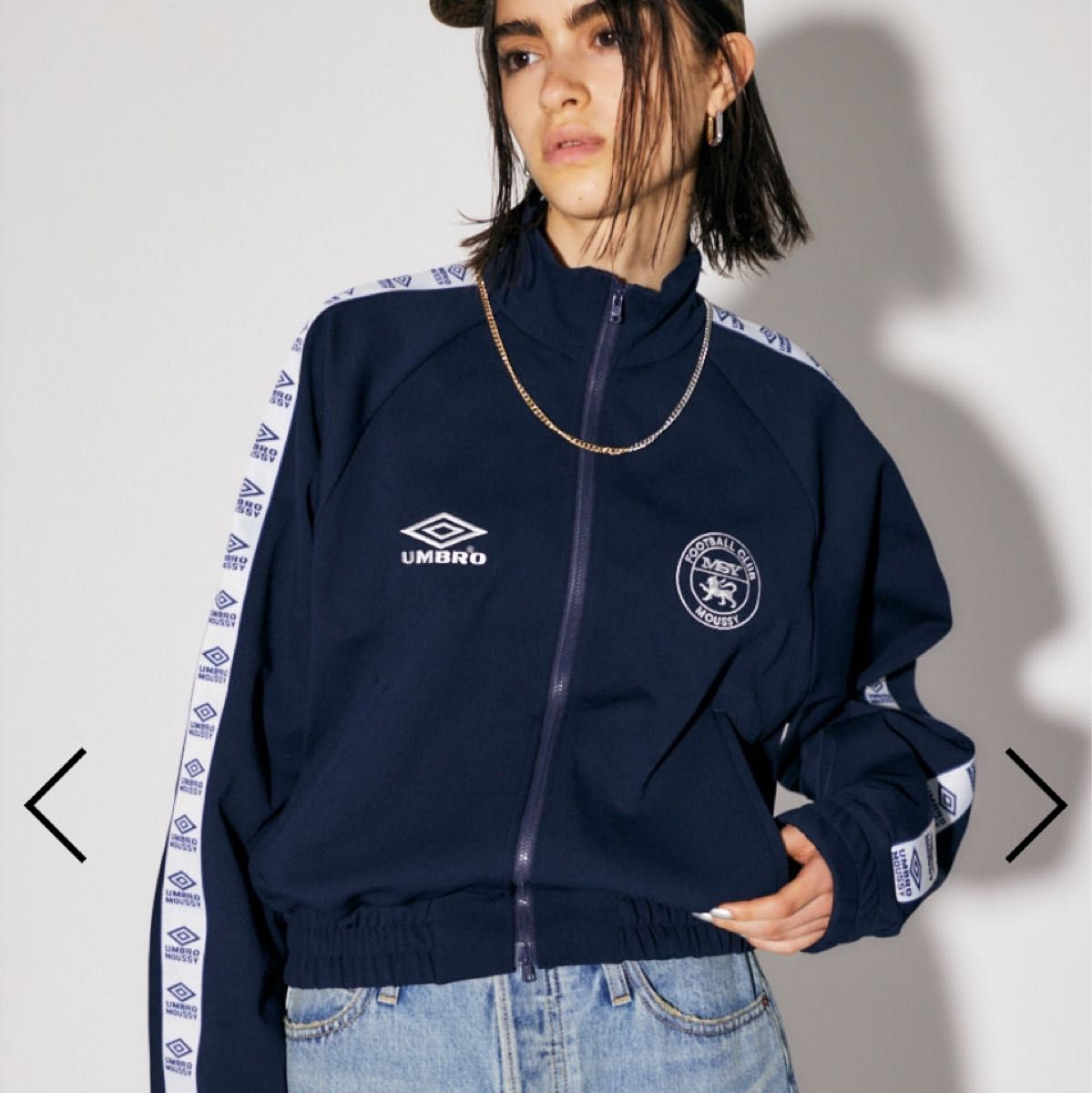 MOUSSY UMBRO JERSEY TOP トラックジャケット ネイビー - トップス MOUSSY UMBRO JERSEY TOP トラックジャケット ネイビー - トップス