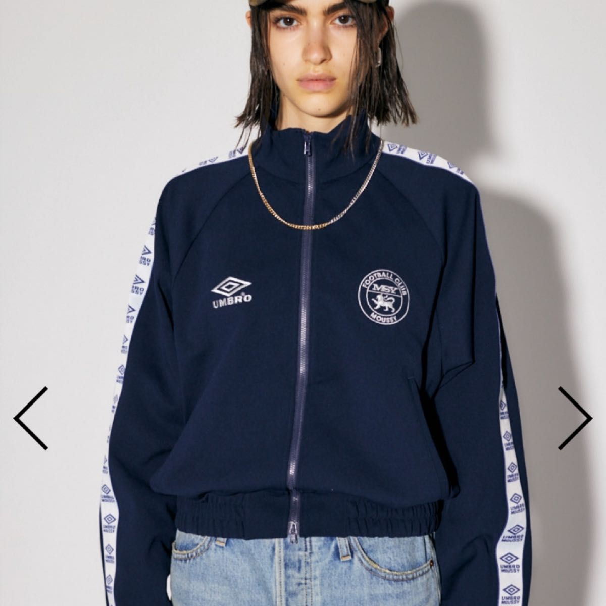 MOUSSY UMBRO JERSEY トップス ネイビー マウジー アンブロ MOUSSY UMBRO JERSEY トップス ネイビー マウジー アンブロ