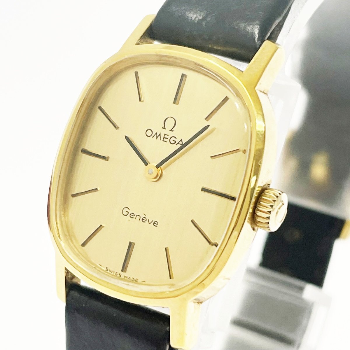 1円スタート】【箱付き】OMEGA オメガ ジュネーブ GP×革ベルト