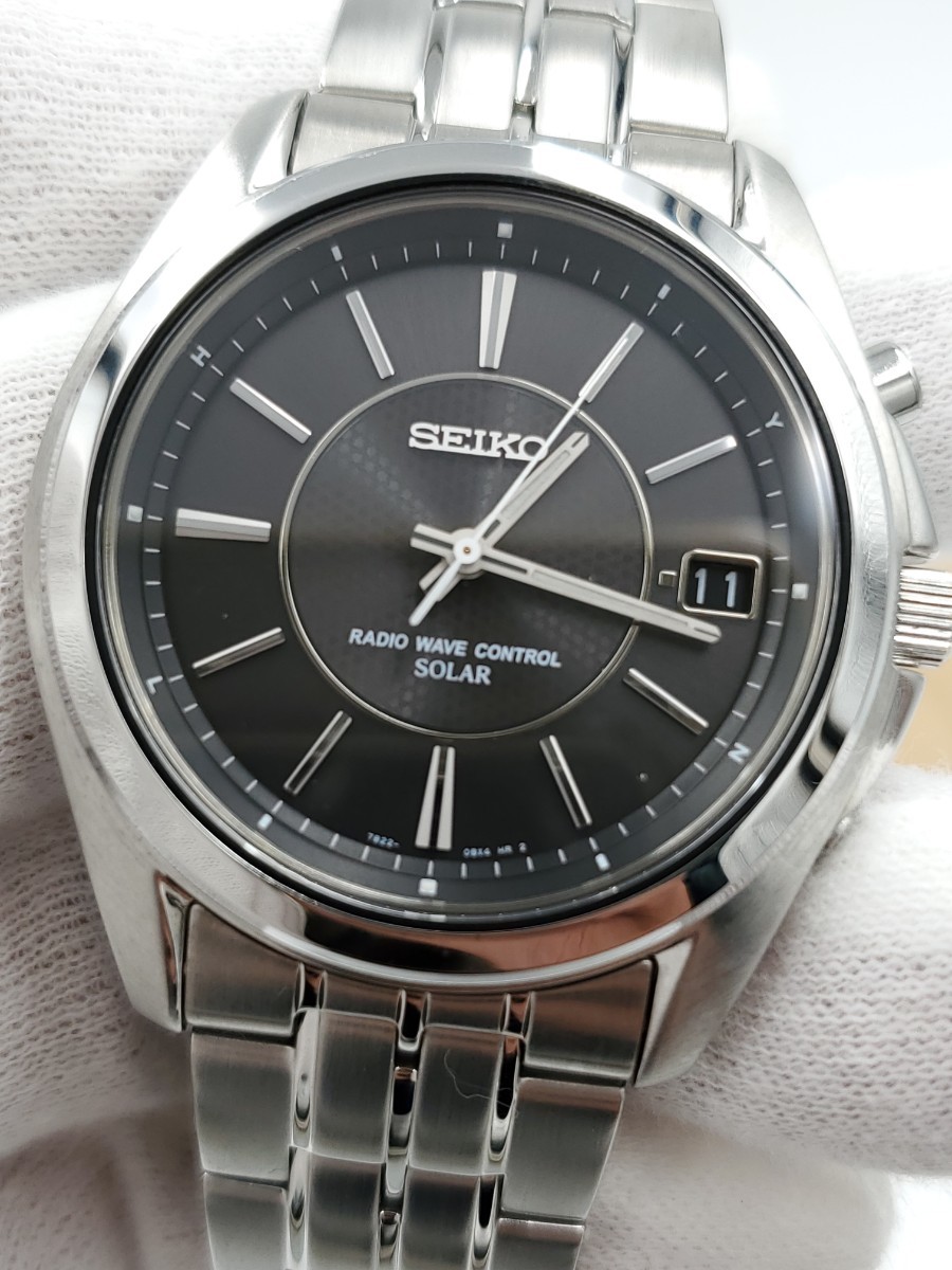 美品 稼働 正常動作品 SEIKO スピリット 電波ソーラー腕時計 メンズ腕時計 7B22-0BC0 黒 【中古】_画像3