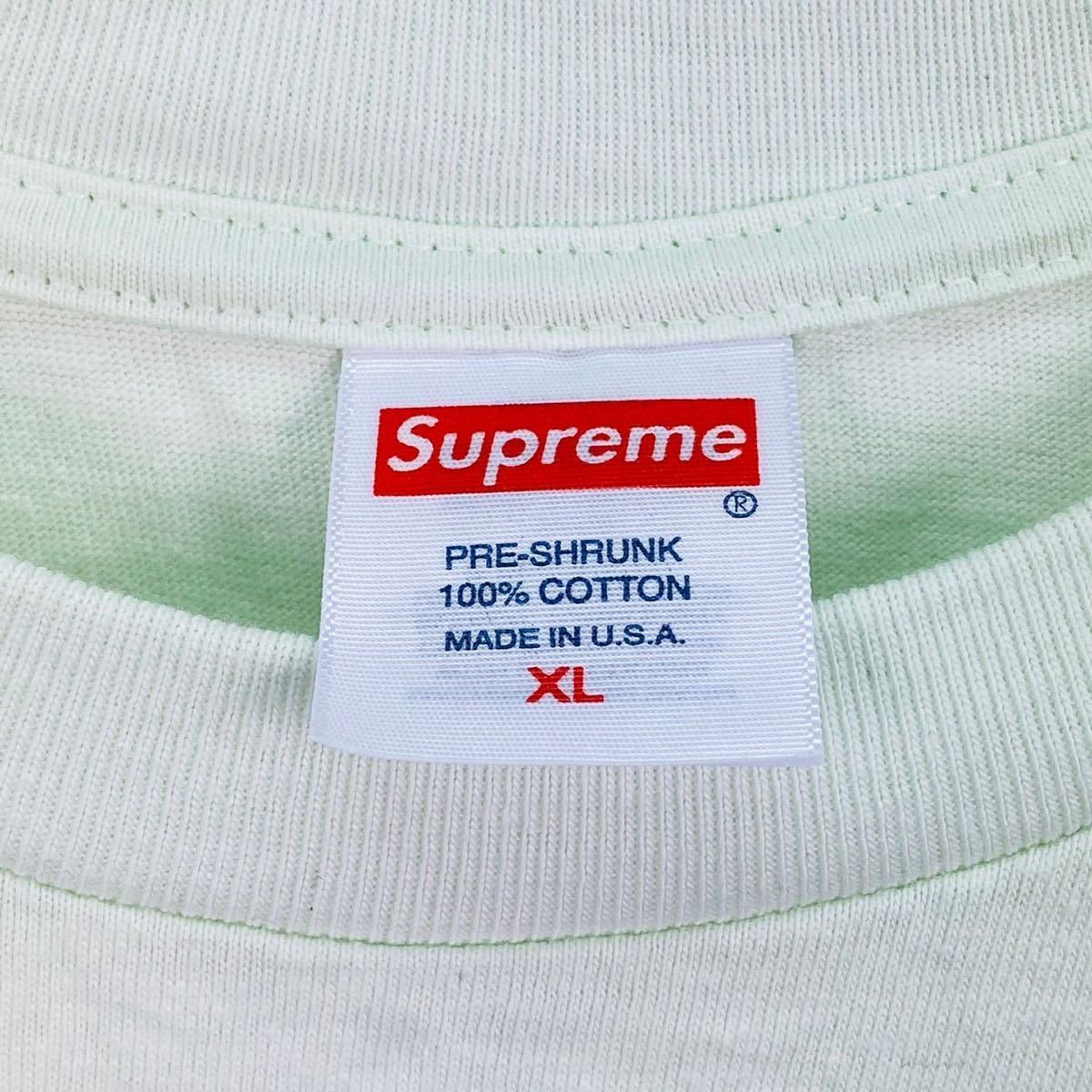 美品 SUPREME シュプリーム ウォーターカラー ロゴ Tシャツ 半袖 パールグリーン XLサイズ 正規品 c358の画像5