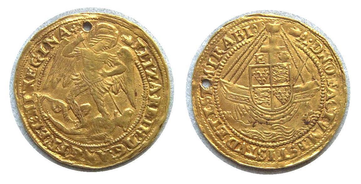 pierced ANGEL タッチ・ピースのエンジェル金貨 エリザベス一世mm hand Ｓ(1590-1592) S2531