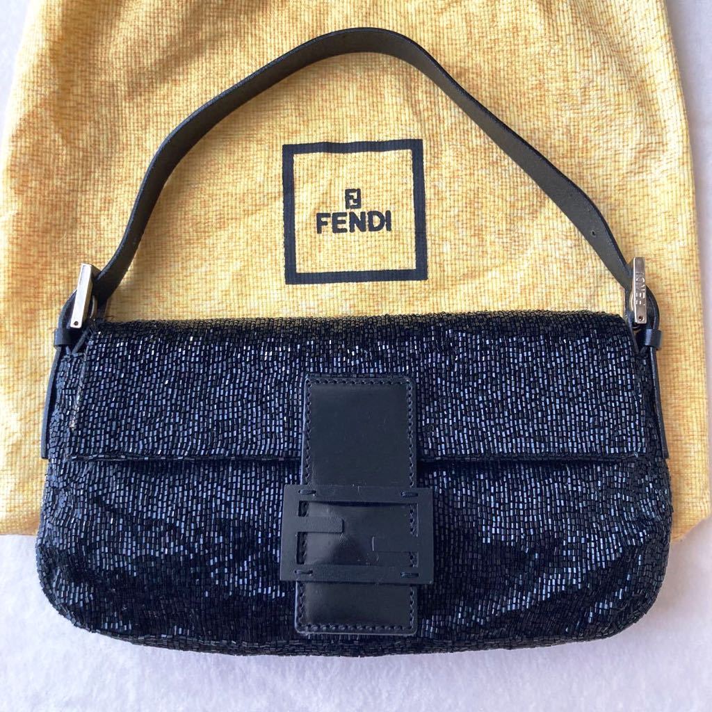 税込) ◇希少◇ 1円 FENDI 黒 ブラック FF金具 肩掛け レザー ビーズ