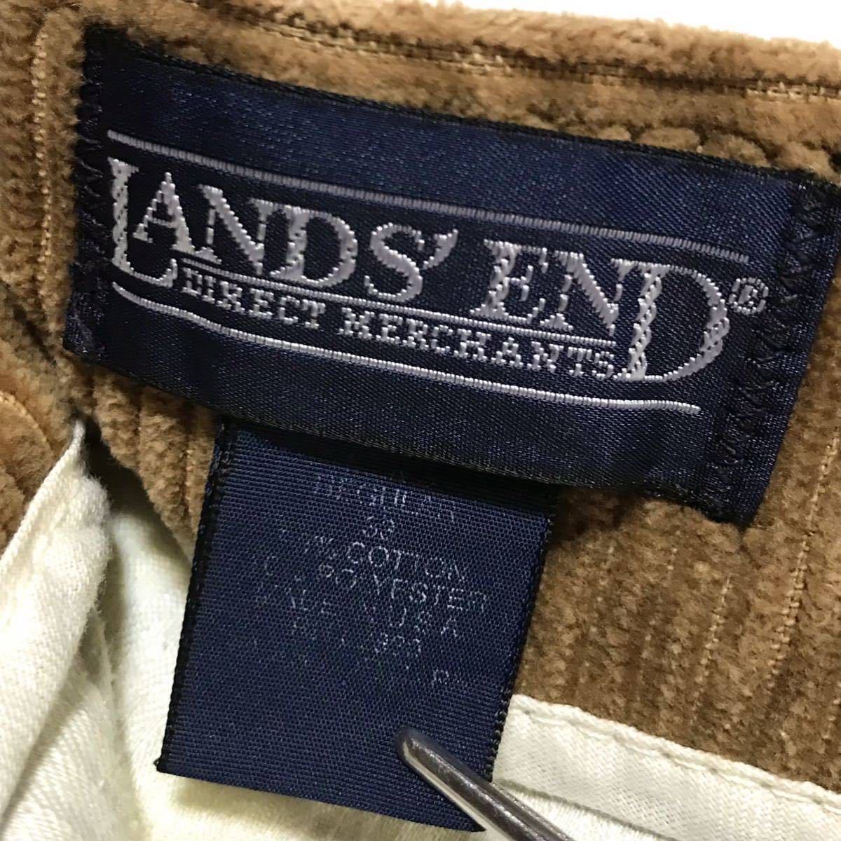 【USA製】90s LANDS'END ヴィンテージ ランズエンド 太畝 コーデュロイ 2タックパンツ W33 ブラウン 茶 スラックス アメリカ US 古着 USED_画像4