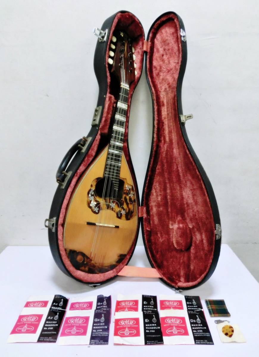  Vintage RAFFAELE CALACE&FIGLIO 1960 year rough . L color che mandolin case attaching stringed instruments NAPOLI operation excellent 