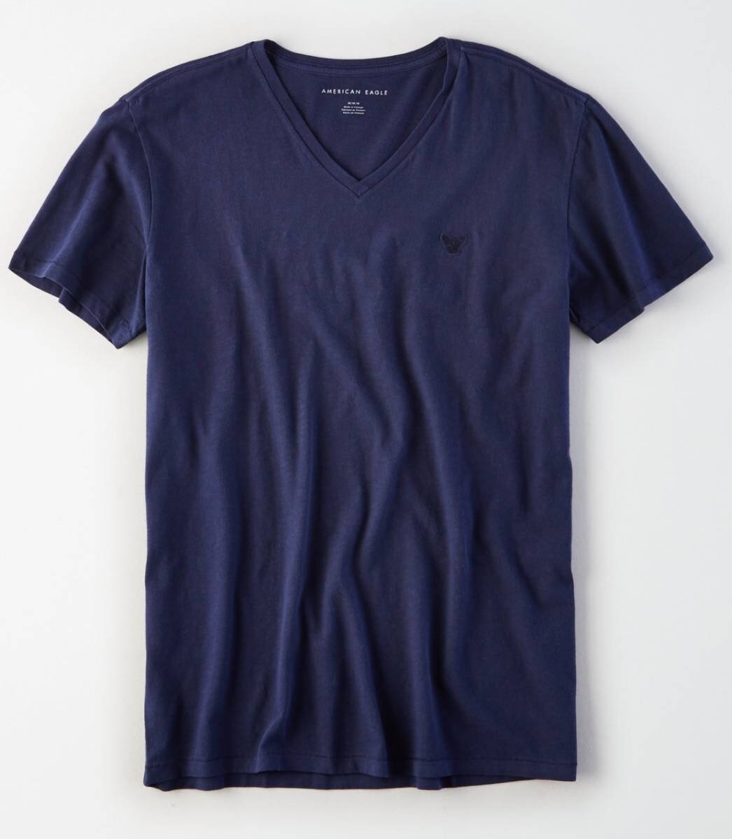 セール! 正規品 本物 新品 アメリカンイーグル Vネック Tシャツ AMERICAN EAGLE 最強カラー ネイビー 紺 着心地抜群 綿100% M ( L_画像1