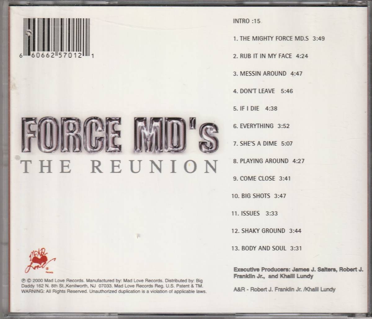 中古CD■R&B/SOUL■FORCE MD'S／The Reunion／2000年■Wu-Tang Clan, Nice & Smooth, Full Force, UTFO, Whistle, New Edition_画像2