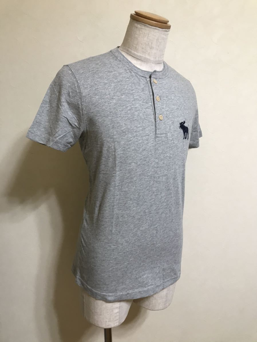 【新品】 Abercrombie & Fitch アバクロンビー&フィッチ ビッグアイコン ヘンリーネック 半袖 Tシャツ サイズS グレー 637368531_画像8