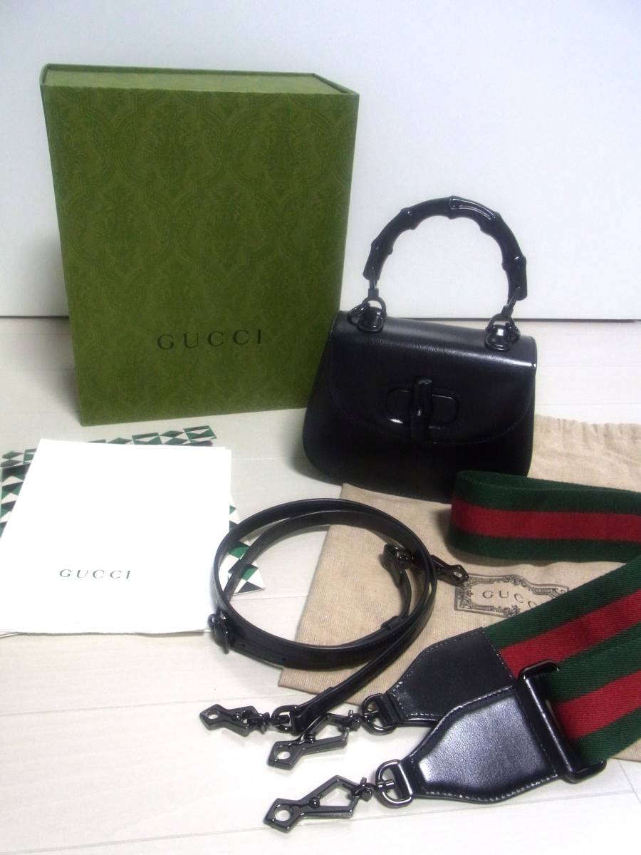  прекрасный товар обычная цена 462,000 иен GUCCI Gucci bamboo Mini верх руль сумка * стандартный товар подлинный товар черный чёрный Mini сумка 