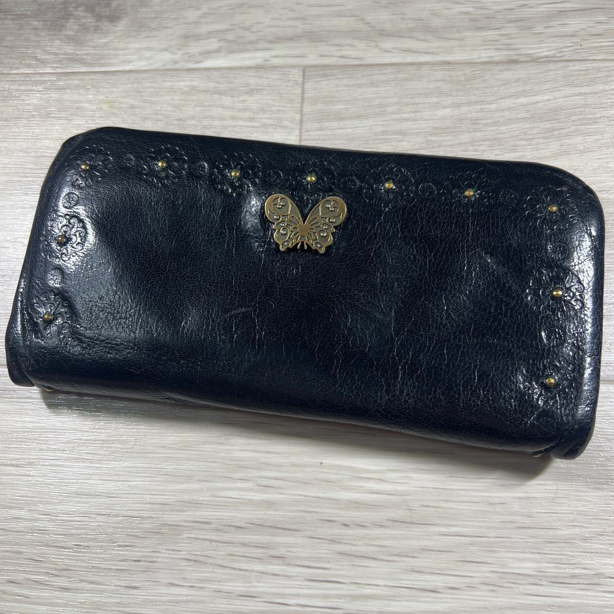 本物 アナスイ 長財布 黒色系 ANNA SUI B68_画像1