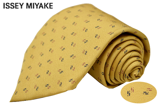 N-2757* free shipping * beautiful goods *im product I m Pro duct Issey Miyake * made in Japan yellow group fine pattern pattern silk necktie 